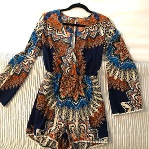 LF Long Sleeve Deep V Romper